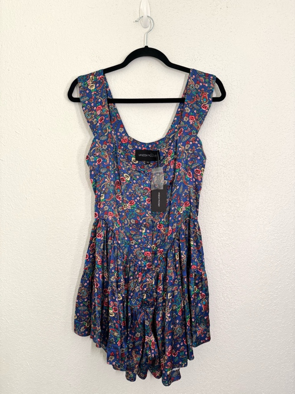 Vanessa Mooney Elisabeth Romper Mini Dress in Paisley Floral Medium NEW - Picture 3 of 7